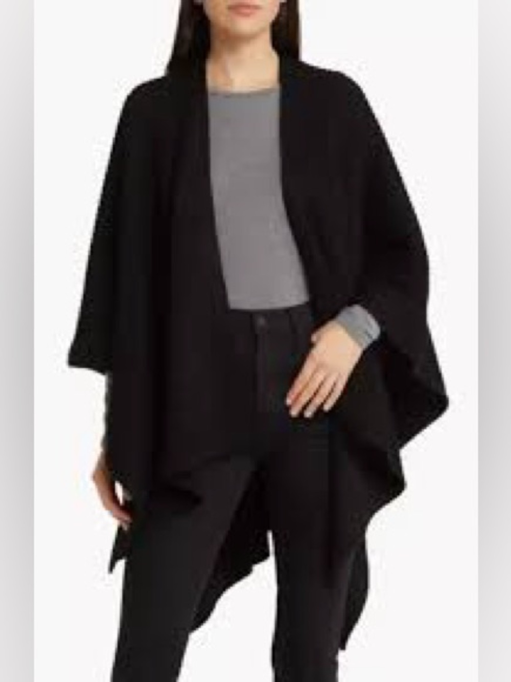 Club Monaco cashmere Black Draped Open-Front Poncho